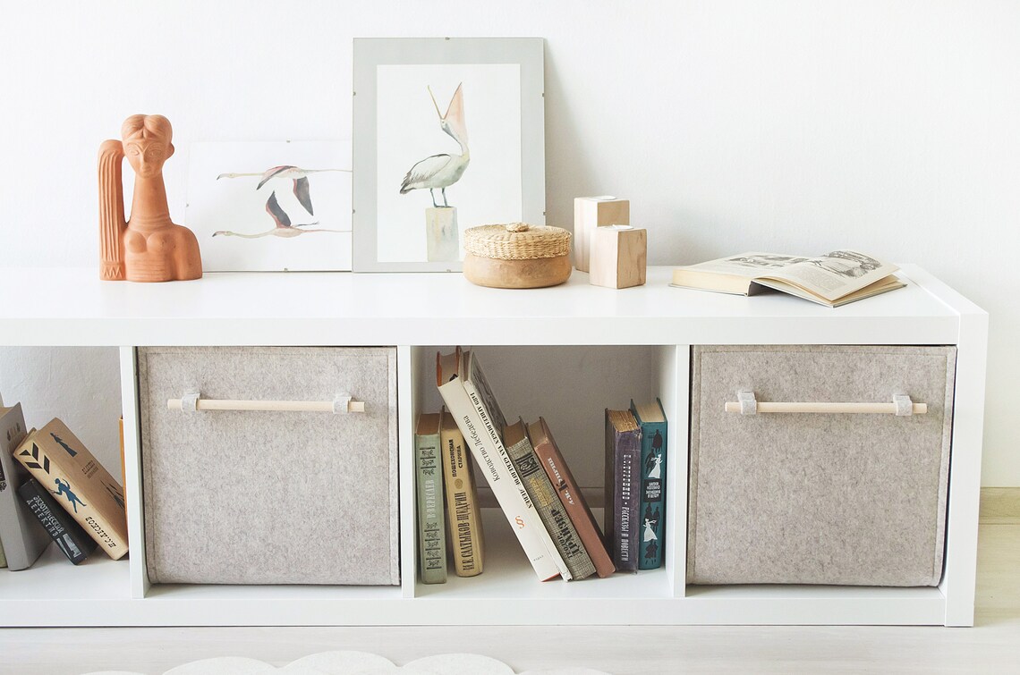 Storage Cube With Wood Handle / Size 13x13x13 for Ikea Expedit Etsy
