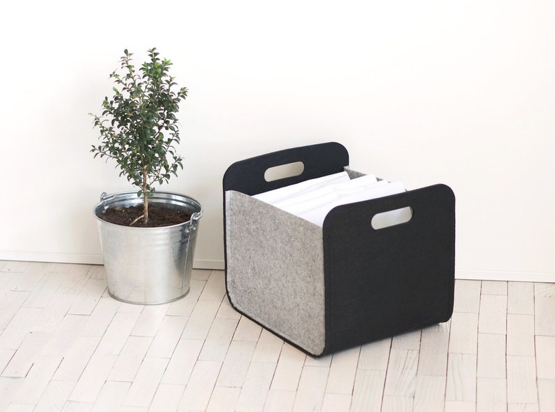 Felt Storage Bin / Felt Basket / Household Storage / Modern Etsy