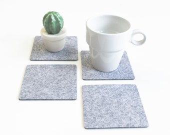 Square Coasters / Felt Coasters / Gray Minimal Decor / Simply Coasters