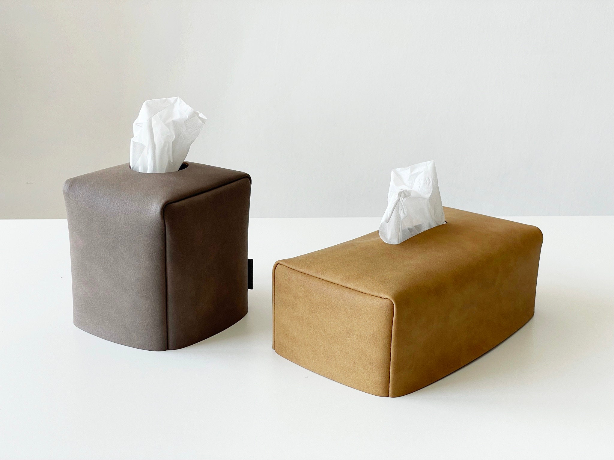 PU Leather Tissue Box Cover Napkin Case Holder Organizer Decor 