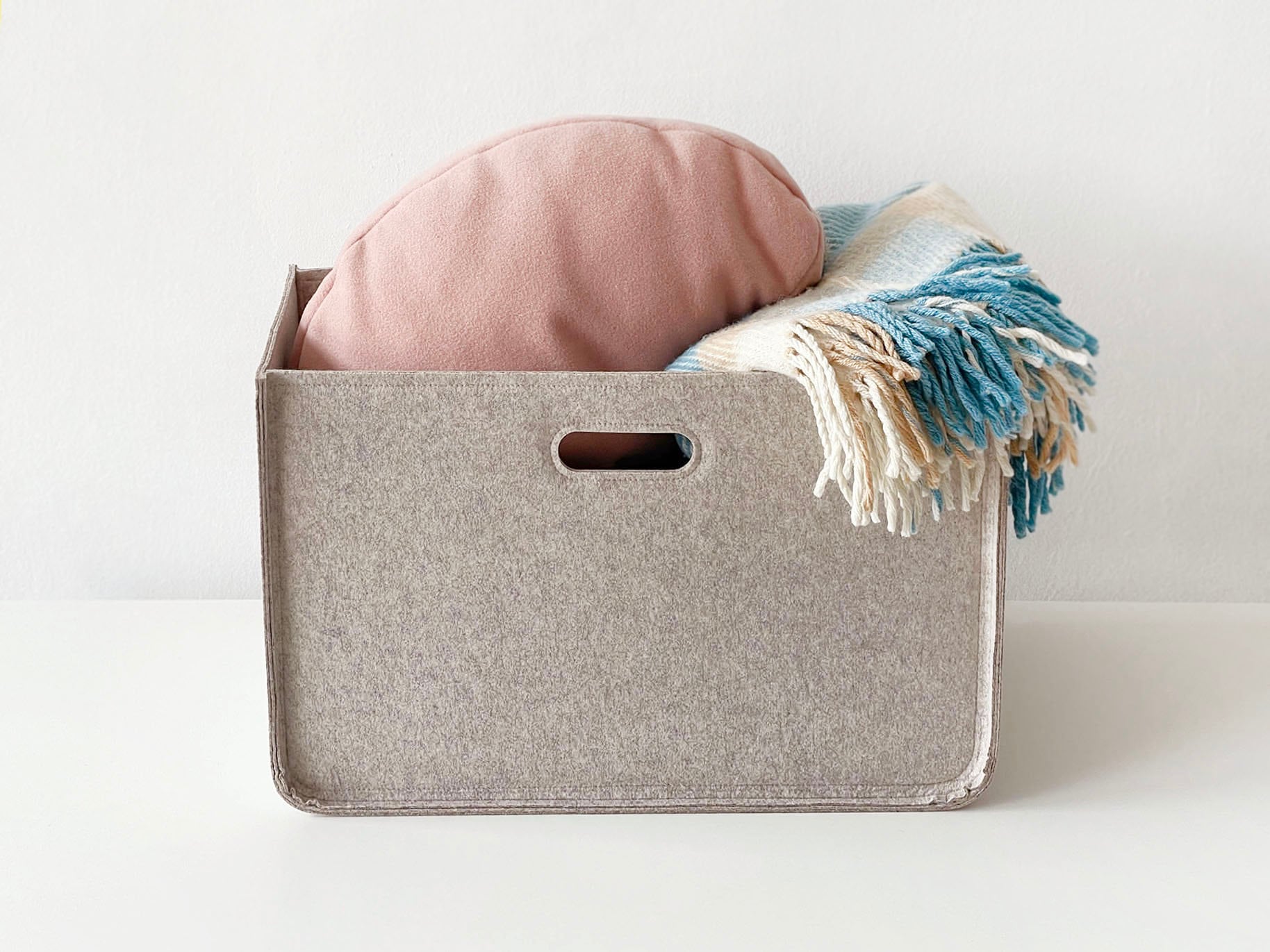 3 Paniers Rangement En Feutre Pliables 31x25x15 Cm - Gris, Pour Vêtements, Jouets, Livres