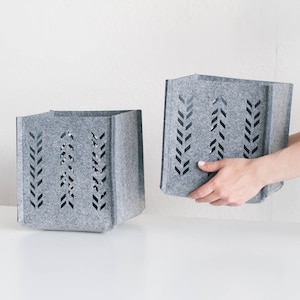 Set of 2 Storage Boxes / Bathroom storage / Felt Basket / Gray Storage / Household Storage / Felt box 8"x 8"x 8"