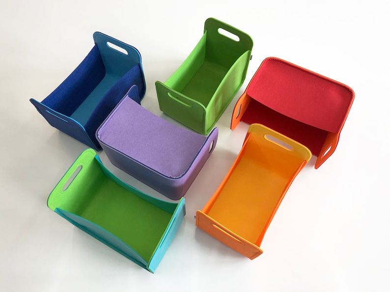 Toy Storage Bin / Nursery Storage Basket / Colorful Felt Etsy