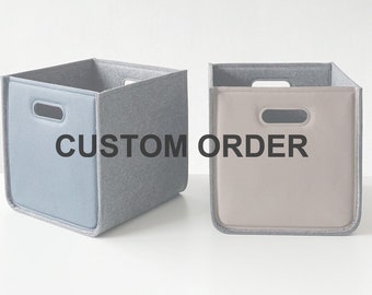 Custom Order for Jessica / 13 Storage Bins from Vegan Leather + Felt