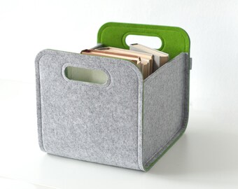 Light Gray and Colorful Felt Storage Bin / Household Storage / Modern Storage Basket / Colored Storage / Possible in Custom Size