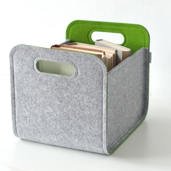 Light Gray and Colorful Felt Storage Bin / Household Storage / Modern Storage Basket / Colored Storage / Possible in Custom Size