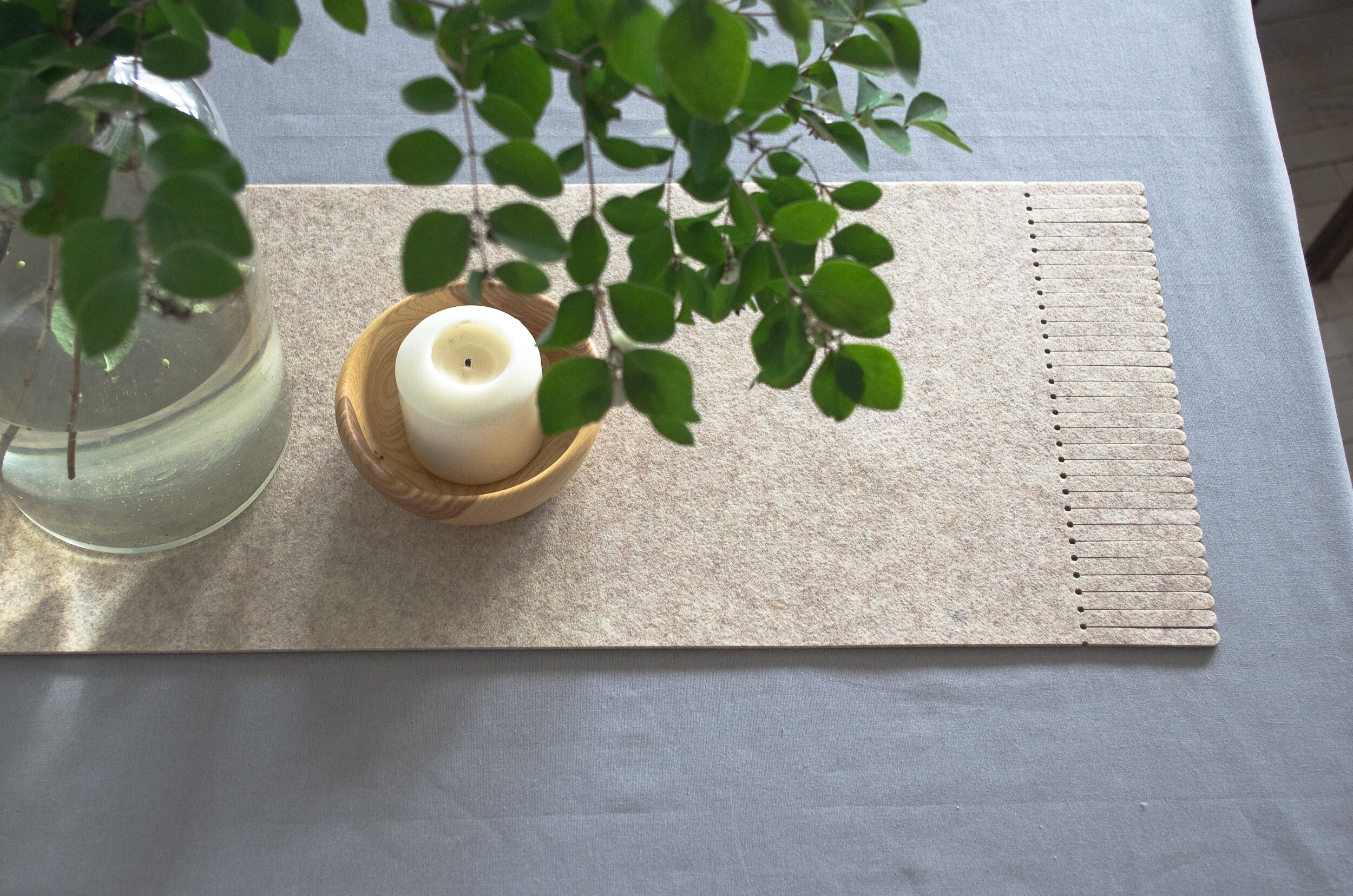 Table Runner Boho / Felt Runner /minimal Table Decor /beige Etsy