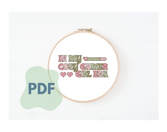 Cozy Gamer Girl Era Embroidery Design | Beginner PDF Pattern