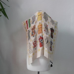 Vintage Archivio Moschino large Pop Art scarf chiffon sheer foulard silk