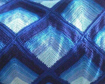 Gradient Blue Diamond Afghan