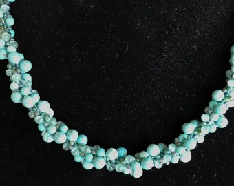 Turquoise beaded kumihimo necklace