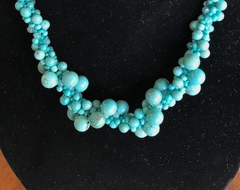 Turquoise beaded kumihimo necklace