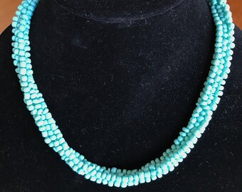 Turquoise beaded kumihimo necklace