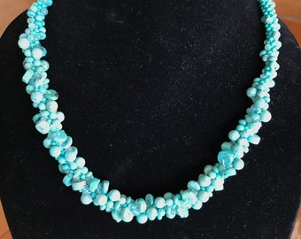 Turquoise beaded kumihimo necklace