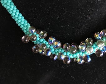 Turquoise beaded kumihimo necklace