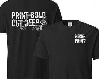 Print Bold, Cut Deep – Pencil & Knife Graphic Tee