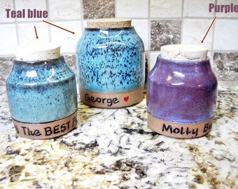 Custom Urn With Cork Lid, Personalized Pet Urn, Ceramic Urn