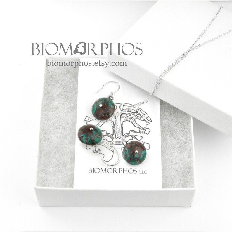 Chrysocolla Jewelry set Gemstone Bead Necklace set Turquoise Gemstone set Chrysocolla Necklace Earrings READY TO SHIP Gift gold silver