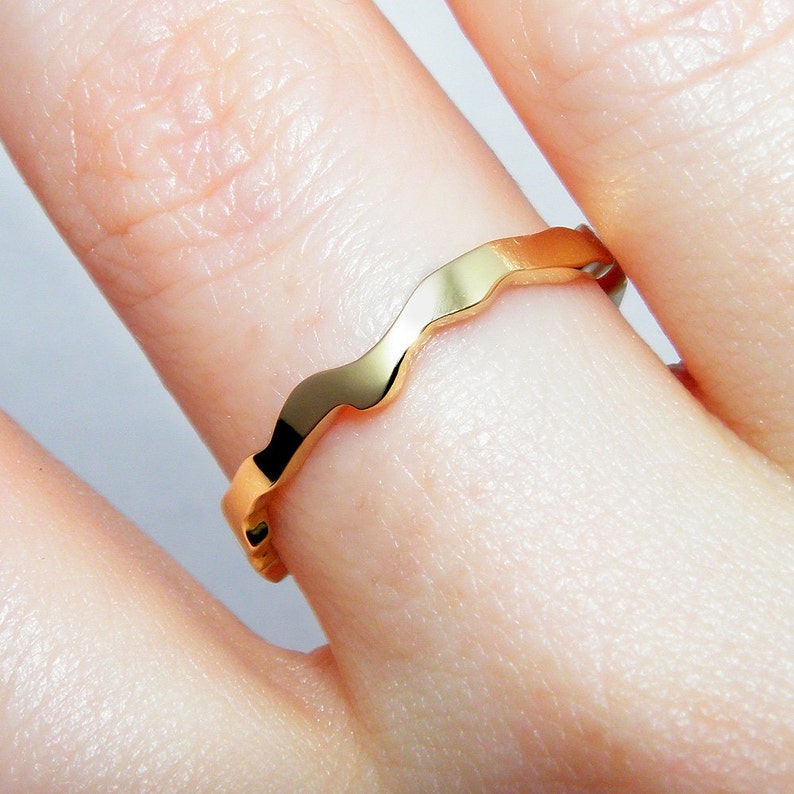 Ocean Ring Minimalist Alternative Ring Golden Ring Brass Ring Band Friendship BFF teen Valentine/'s gift for her Brass Stacking Ring