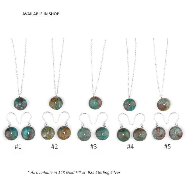 Chrysocolla Jewelry set Gemstone Bead Necklace set Turquoise Gemstone set Chrysocolla Necklace Earrings READY TO SHIP Gift gold silver