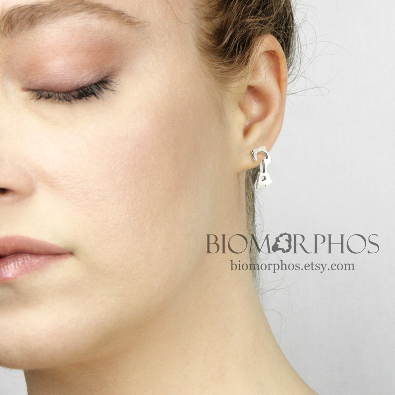 Silver plated bar earrings Morden Minimalist Geometric earrings Gift for her