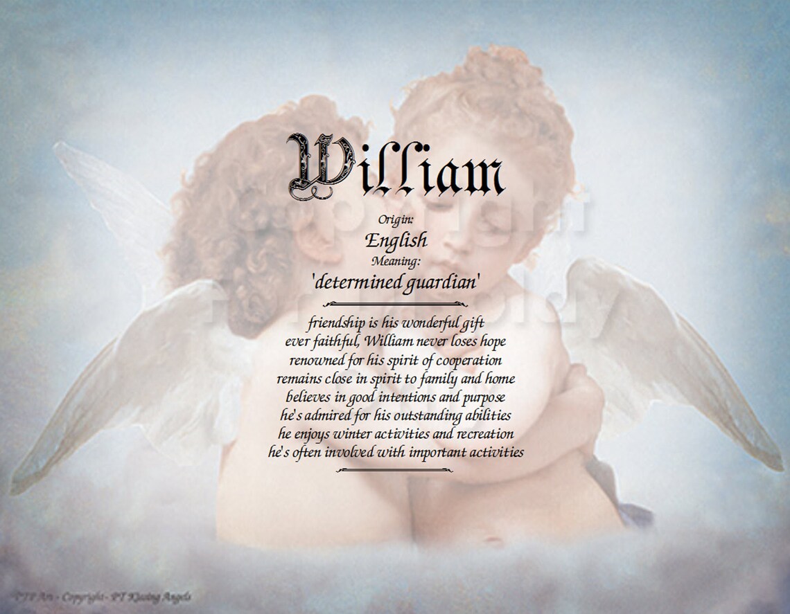 Kissing Angels Cherub First Name Meaning Art 8.5 x 11 Etsy