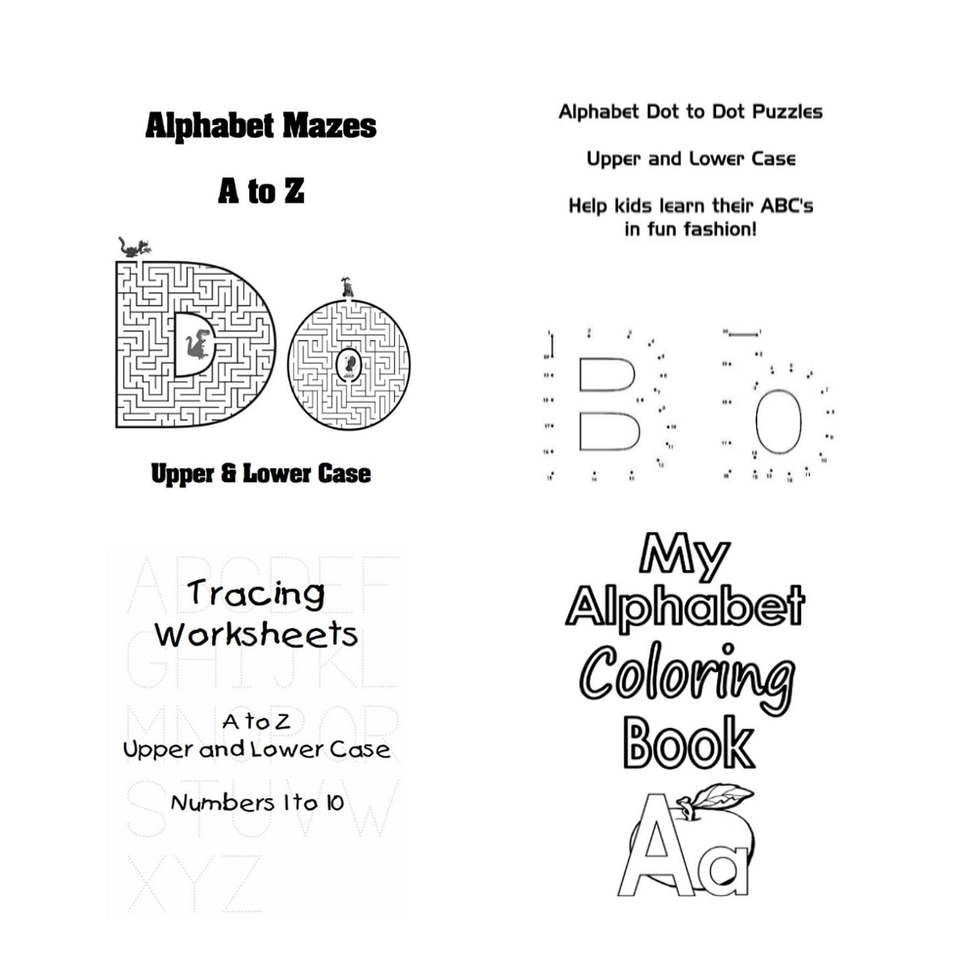Alphabet Worksheets Mazes Dot To Dots Tracing Coloring Etsy