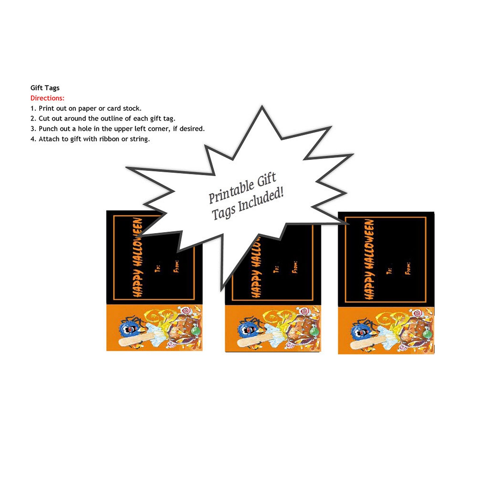 Halloween Candy Printable Gift Bag Template PDF Instant | Etsy