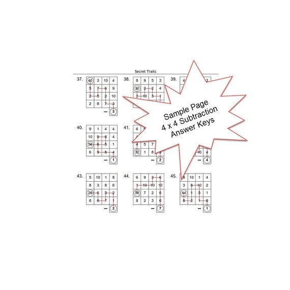 basic math secret trail puzzles educational addition etsy