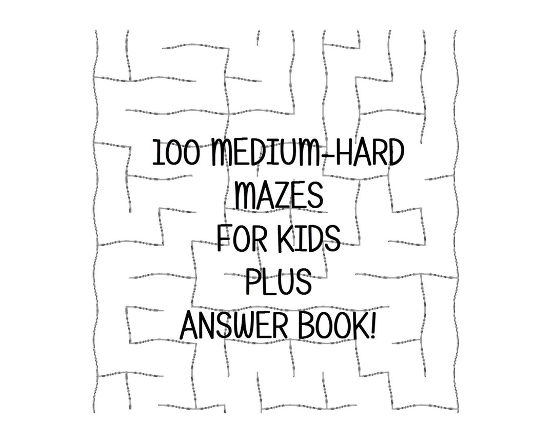 Mediumhard Mazes Answer Keys 100 Printable Worksheets Ebook Etsy