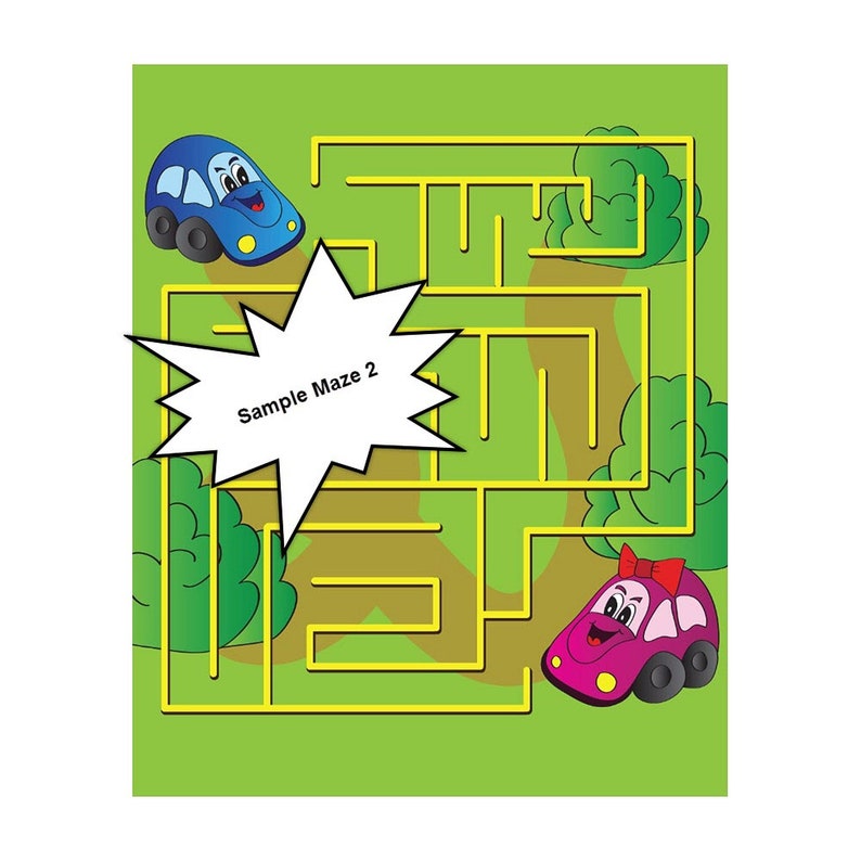 Colorful Kids Mazes Level Easy Puzzle Book 48 Printable Maze Etsy