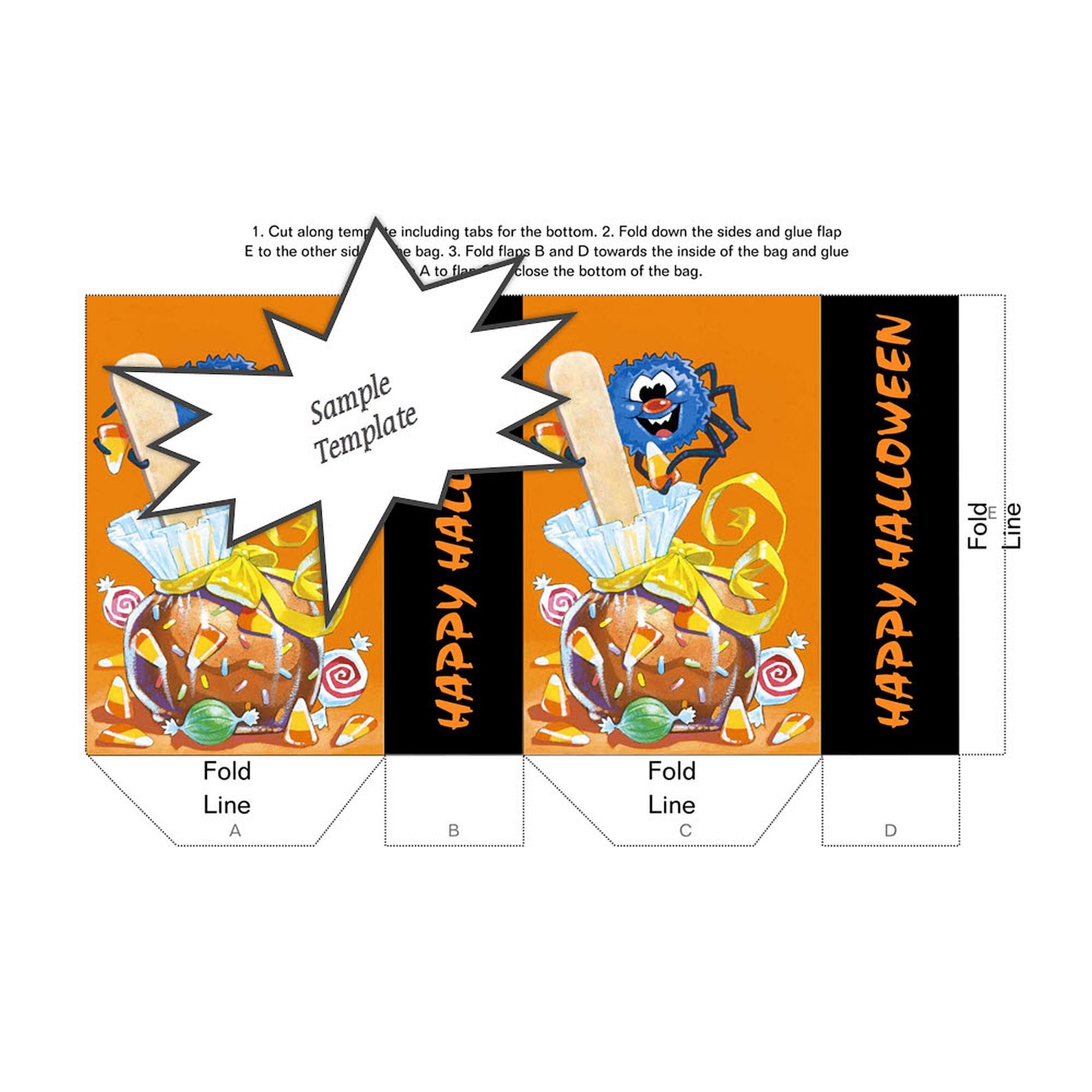 Halloween Candy Printable Gift Bag Template PDF Instant | Etsy