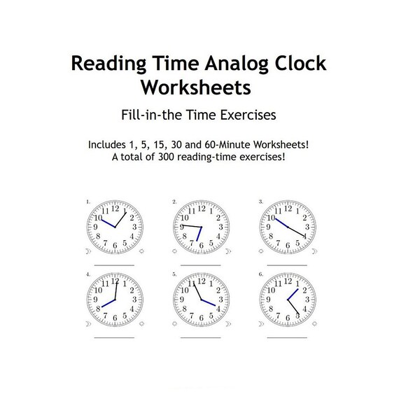 learn to tell time fill in educational analog clock worksheet etsy