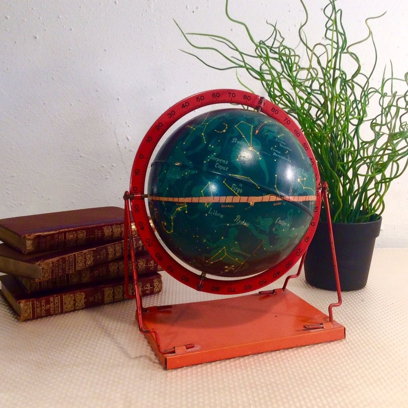 1950's Replogle Celestial Globe, Mid Century Tin Astronomy Globe, Classic Mythology Globe Gustave Brueckmann, Collectible 1950's Tin Globes