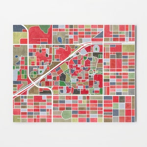 Lubbock Texas map art, college campus map, graduation gift