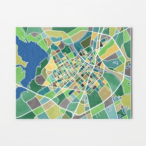 Waco Texas, watercolor print, map art, Texas gifts