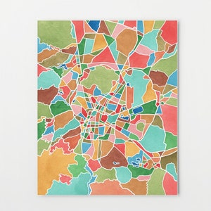 Mexico City map, watercolor print, map art, Mexico City Print