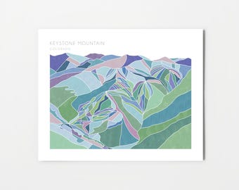 Keystone Ski Map, Colorado watercolor print
