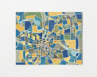 Ann Arbor map, watercolor print, Michigan gifts, map art, graduation gift, dorm decor, Ann Arbor MI map, Michigan art, college student gift