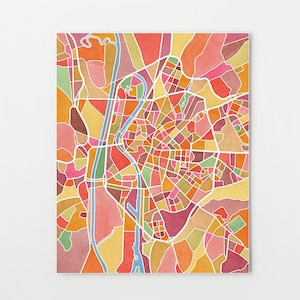 Seville Spain, watercolor print, map art