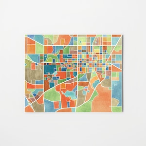 Gainesville Florida, Map Art, watercolor print