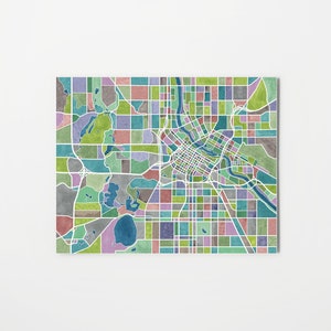 Minneapolis Map, watercolor print, Minnesota wall art, map art, Minnesota gifts
