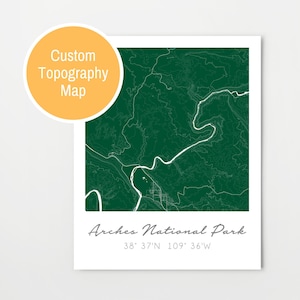 Custom Map Topography, Personalized map, topographic map art, national park map, travel gifts