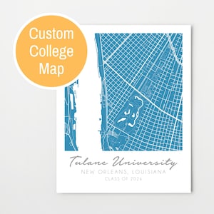 Custom College Map Print, Graduation Gift