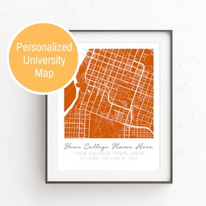 Personalized University Map, custom map, college campus, dorm decor, college student gift, college graduation, location gifts image 1