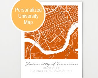 Personalized University Map, custom map, college campus, dorm decor, college student gift, college graduation, location gifts