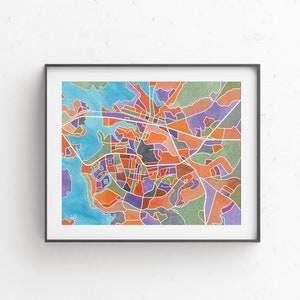 Clemson Map Art, watercolor print, Clemson South Carolina, graduation gift, college student gift, dorm decor, Clemson colors, travel decor