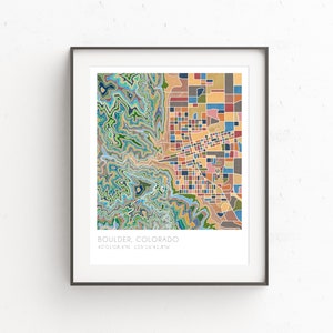 Boulder Colorado Map, watercolor print, topographic map