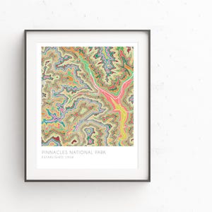 Pinacles Map Pinnacles National Park Map, Watercolor Print, Topographic Map ...