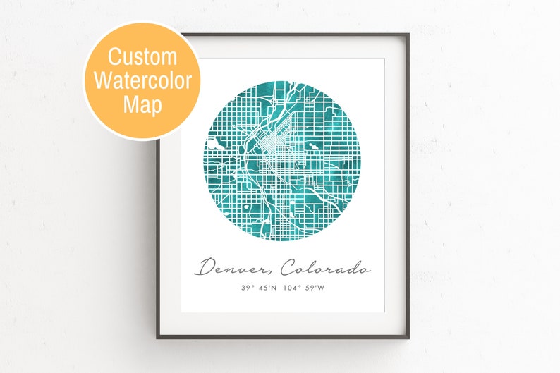 Custom Map Watercolor Print Personalized Gift Keepsake Map | Etsy